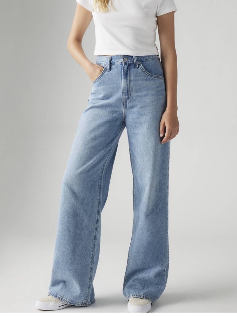 I&M BLACK LABEL High-Rise Wide-Leg Jeans Medium Wash